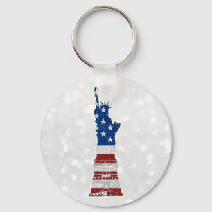 Statue Of Liberty July 4th Glitter Keychain