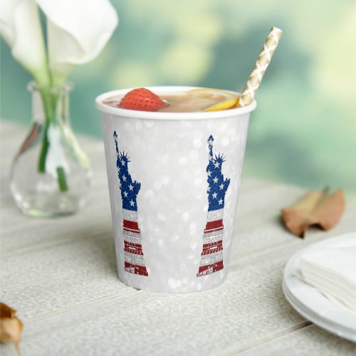 Statue Of Liberty July 4th Glitter Paper Cups