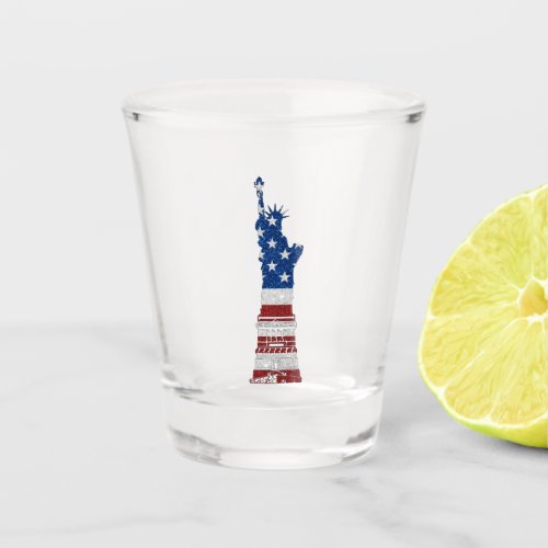 Statue Of Liberty July 4th Glitter Shot Glass