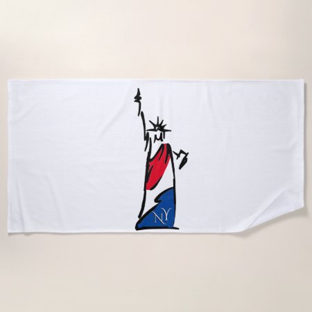 Statue of Liberty / Lady Liberty Stripes Beach Towel