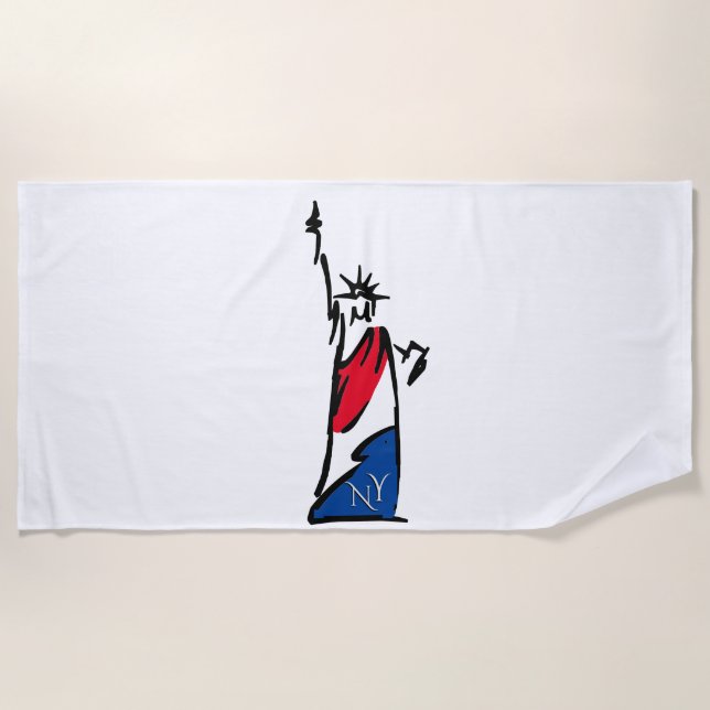 Statue of Liberty / Lady Liberty Stripes Beach Towel (Front)
