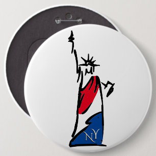 Statue of Liberty / Lady Liberty Stripes Button