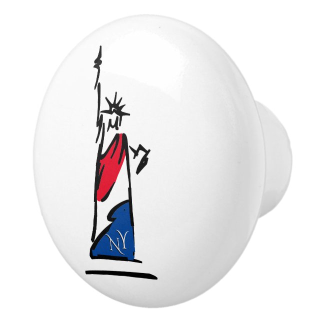 Statue of Liberty / Lady Liberty Stripes Ceramic Knob (Right)