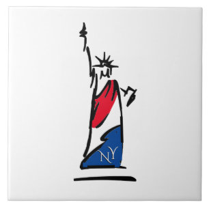 Statue of Liberty / Lady Liberty Stripes Ceramic Tile