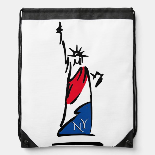 Statue of Liberty / Lady Liberty Stripes Drawstring Bag (Front)