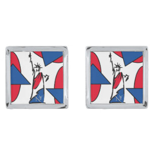 Statue of Liberty / Lady Liberty Stripes Modern Cufflinks