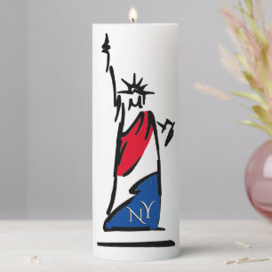 Statue of Liberty / Lady Liberty Stripes Pillar Candle