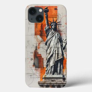 Statue of Liberty: Modern Architectural Blueprint iPhone 13 Case