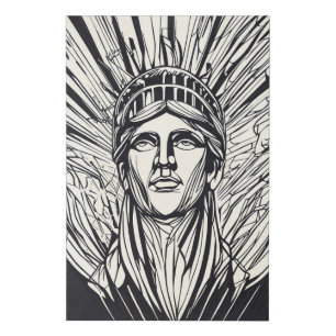 Statue of Liberty Modern Line Art Faux Canvas Print