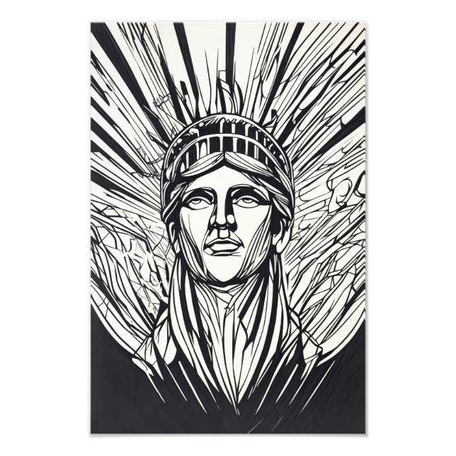 Statue of Liberty Modern Line Art Photo Print (Front)