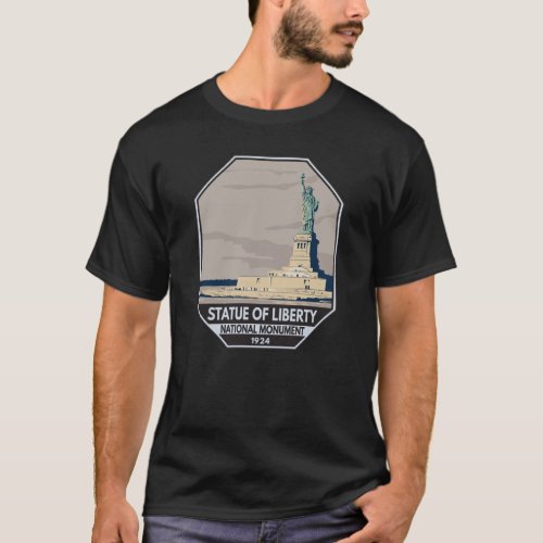 Statue of Liberty National Monument Retro Emblem T_Shirt