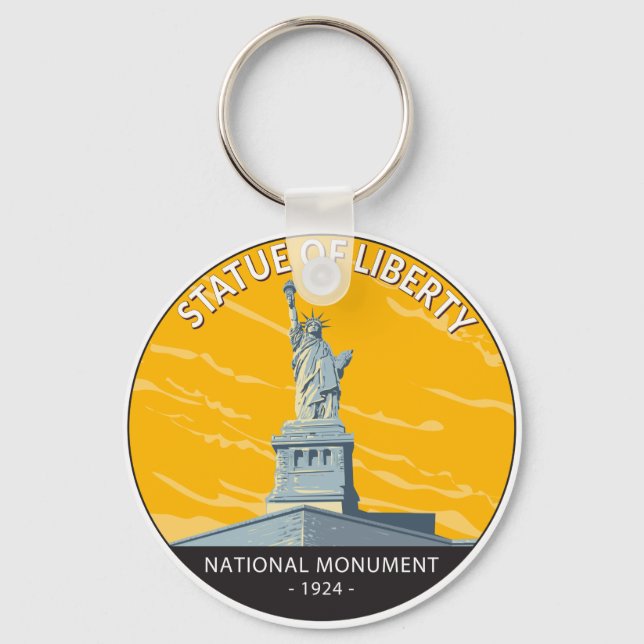 Statue of Liberty National Monument Vintage  Keychain (Front)