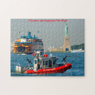 Statue of Liberty New York.Christmas Greetings Jigsaw Puzzle