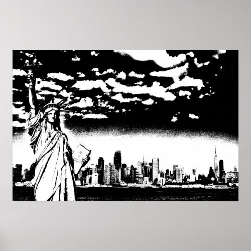 Statue Of Liberty New York City Abstract Art Poster