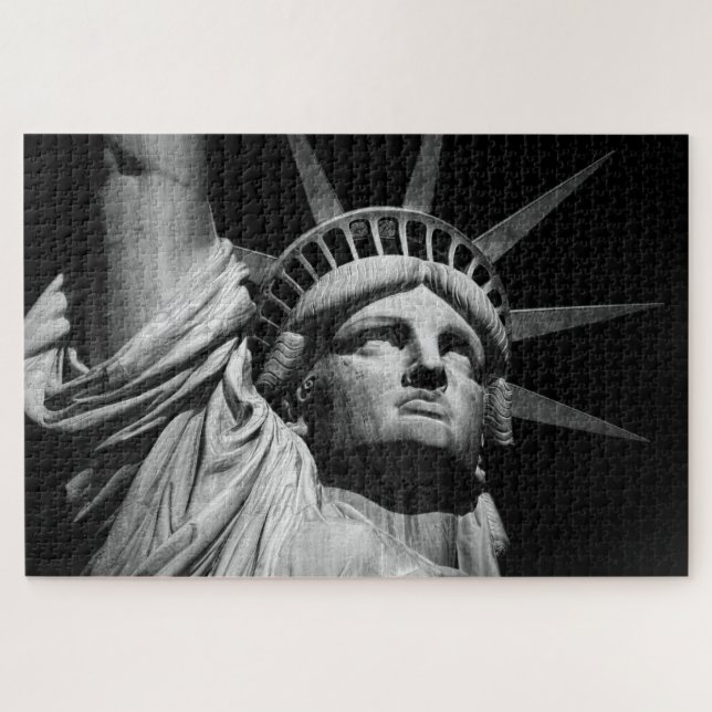Statue of Liberty New York City Black & White Jigsaw Puzzle (Horizontal)