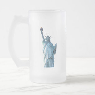 Statue of Liberty New York City Frosted Glass Beer Mug