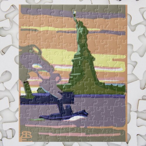Statue of Liberty New York City Vintage Travel Jigsaw Puzzle