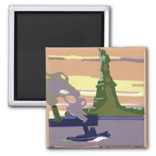 Statue of Liberty New York City Vintage Travel Magnet