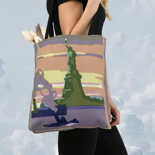 Statue of Liberty, New York City, Vintage Travel Tote Bag