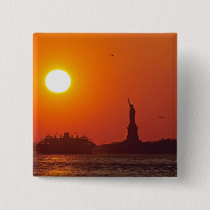 Statue of Liberty, New York Harbor, NY, USA, Pinback Button