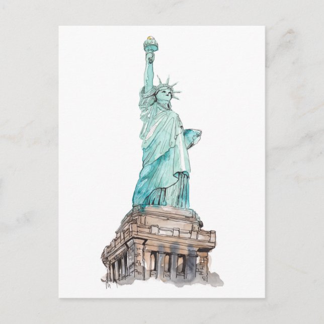 Statue of Liberty New York Manhattan Island Postcard (Front)