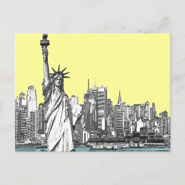 Statue of Liberty New York Sketch Style Postcard (Front)