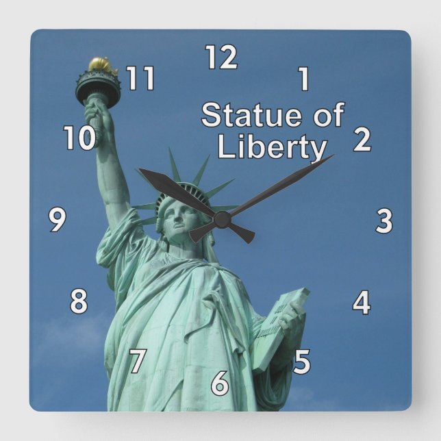 Statue of Liberty New York Square Wall Clock (Front)