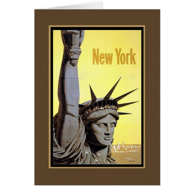 statue of liberty new york travel poster cards (Front)