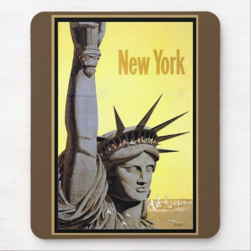 statue of liberty new york travel poster mouse pad