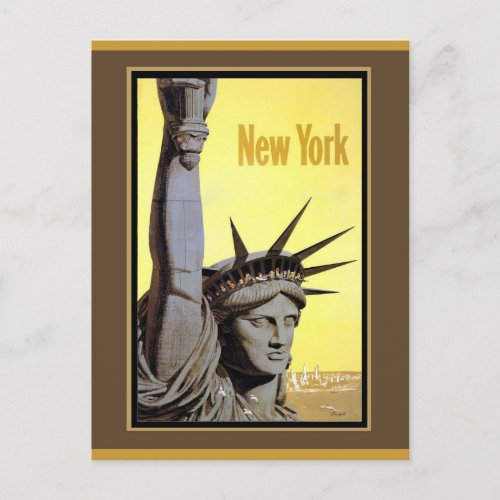 statue of liberty new york travel poster postcard