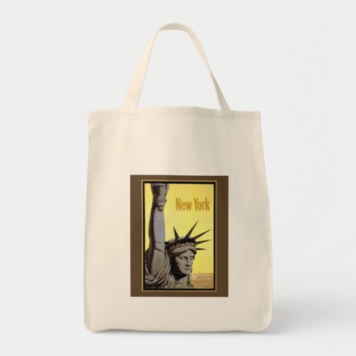 statue of liberty new york travel poster tote bag