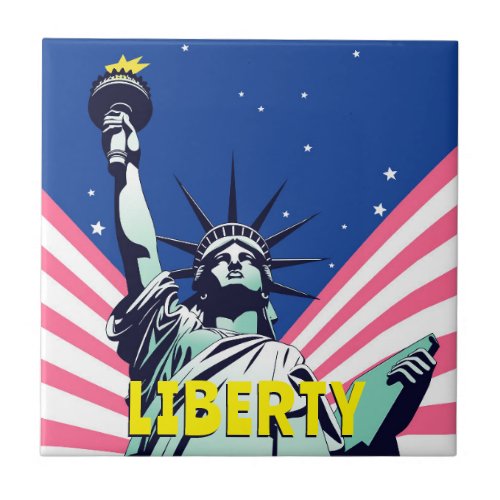 Statue of Liberty New York Vibrant Pop Art Ceramic Tile