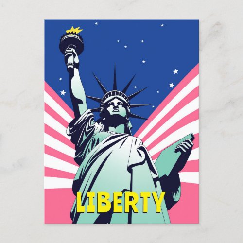 Statue of Liberty New York Vibrant Pop Art Postcard