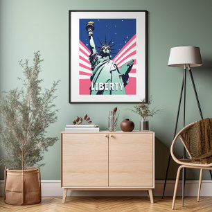 Statue of Liberty New York Vibrant Pop Art Poster