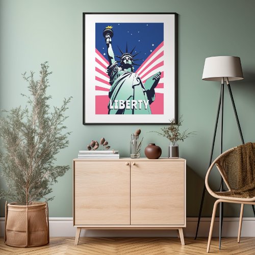 Statue of Liberty New York Vibrant Pop Art Poster