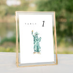 Statue of Liberty New York Wedding Table Number<br><div class="desc">Chic wedding table number seating cards featuring a watercolor painting of New York City's Statue of Liberty. The pairing of the painterly watercolor and the chic typography makes for a beautifully fun combo.</div>
