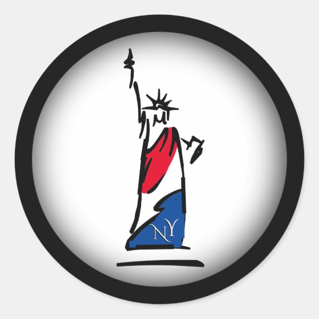 Statue of Liberty NY Red White and Blue Classic Round Sticker (Front)