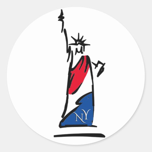 Statue of Liberty NY Red White and Blue Classic Round Sticker