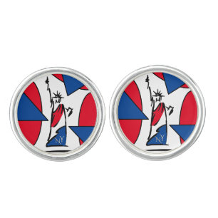 Statue of Liberty NY Red White and Blue Cufflinks
