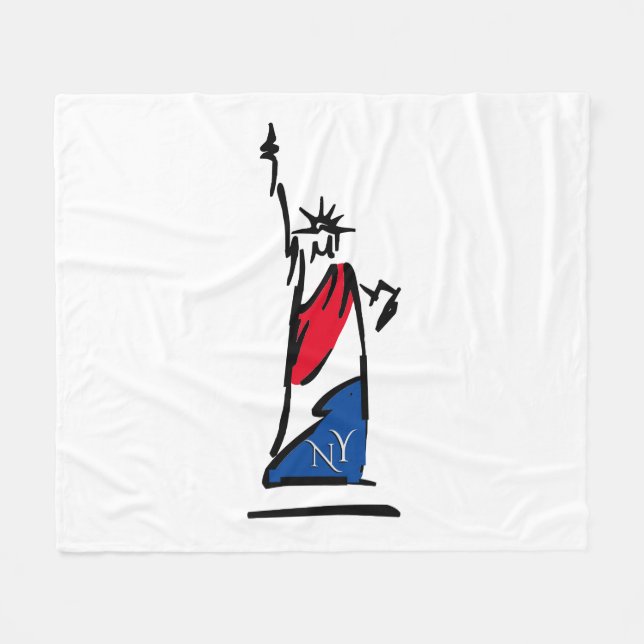 Statue of Liberty NY Red White and Blue Fleece Blanket (Front (Horizontal))