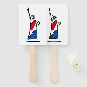 Statue of Liberty NY Red White and Blue Hand Fan