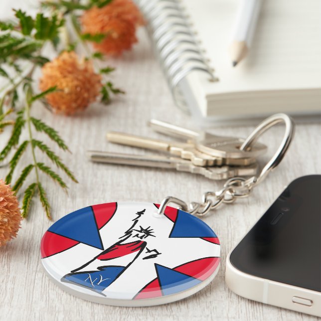 Statue of Liberty NY Red White and Blue Keychain (Front Right)
