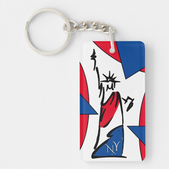 Statue of Liberty NY Red White and Blue Keychain (Front)