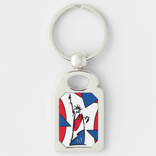 Statue of Liberty NY Red White and Blue Keychain (Front)
