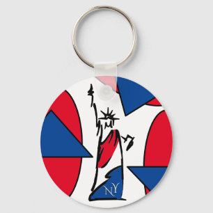 Statue of Liberty NY Red White and Blue Keychain