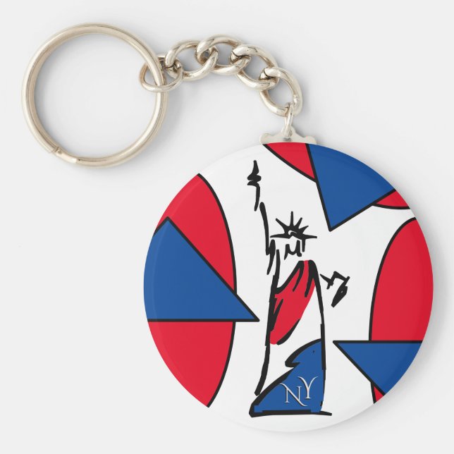 Statue of Liberty NY Red White and Blue Keychain (Front)