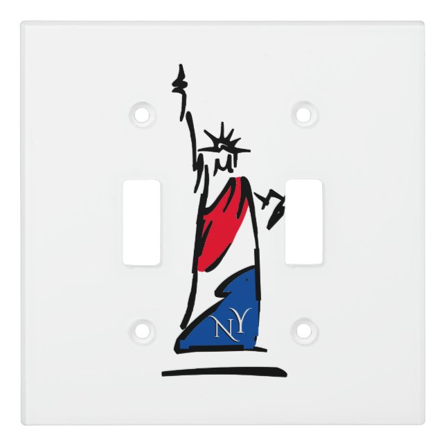 Statue of Liberty NY Red White and Blue Light Switch Cover (Front)