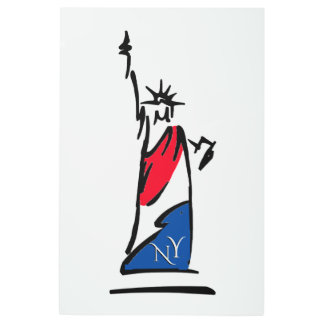 Statue of Liberty NY Red White and Blue Metal Print