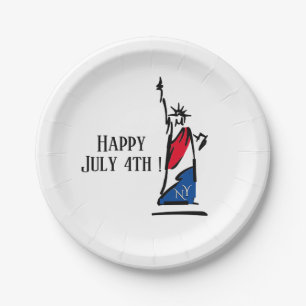 Statue of Liberty NY Red White and Blue Paper Plates