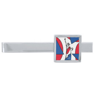 Statue of Liberty NY Red White and Blue Silver Finish Tie Bar